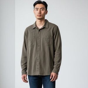 Orvis Brown Bromley Cotton Slub Long Sleeve Button Down Shirt - Size XL